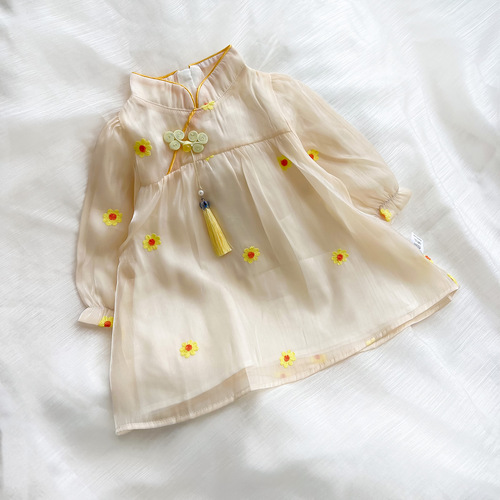 Girls dress spring and autumn new style baby girl Chinese style Hanfu cheongsam children's princess dress