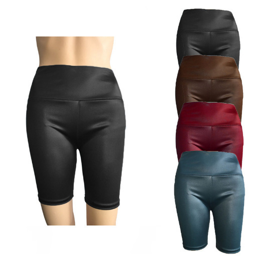 2026 Cross-Border Shopee Women's Matte Faux Leather Leggings High-Waisted Tummy Control Three-Quarter Pants Faux Pu Leather Shorts 2026 Cross-Border Shopee Women's Matte Faux Leather Leggings High-Waisted Tummy Control Three-Quarter Pants Faux Pu Leather Shorts