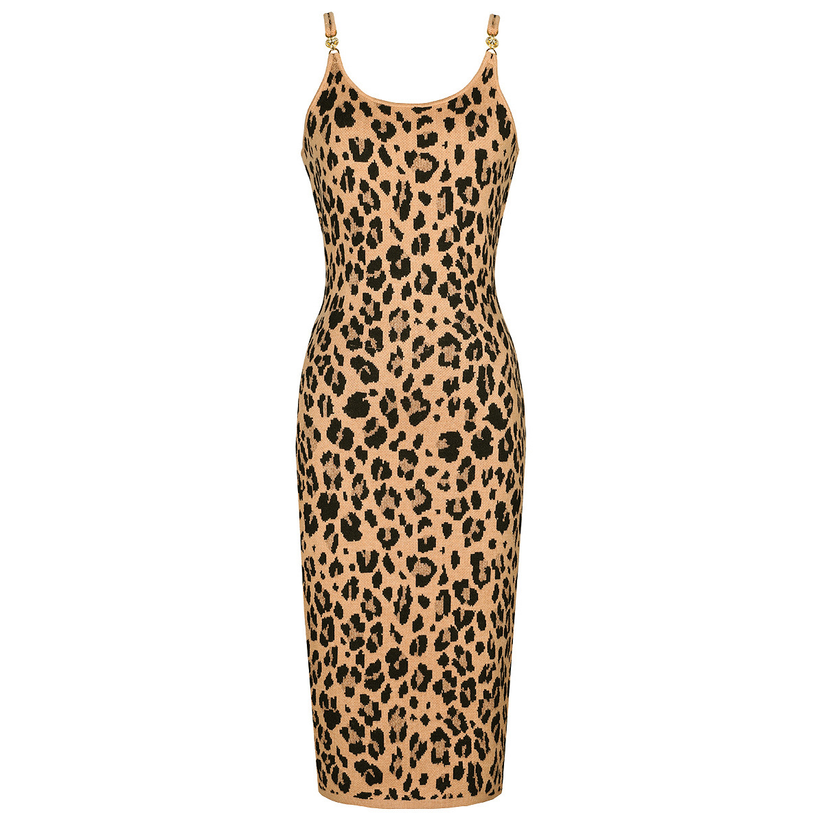 Summer Socialite Quality Leopard Print Fil Lumiere Weave Sleeveless Sling Dress