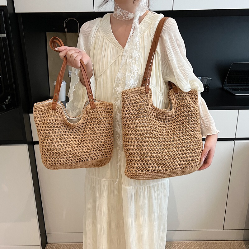 Spring New Style Women's Fashion Casual Shoulder Bag, Hollow-Out Lazy Style Women's Handbag, Thick Thread Woven Bag Spring New Style Women's Fashion Casual Shoulder Bag, Hollow-Out Lazy Style Women's Handbag, Thick Thread Woven Bag