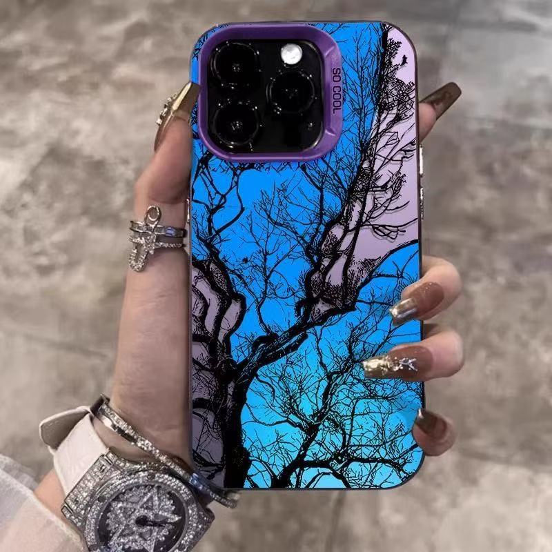 Nuevo árbol antiguo azul para iPhone 16 funda para teléfono móvil Apple 15promax/14 personalidad 13pro12 Europa y América