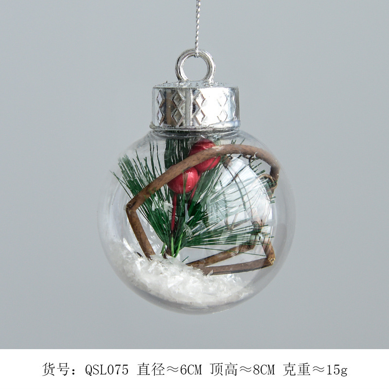 Decoraciones de vacaciones de Navidad 6cm transparente BOLA DE Navidad copo de nieve paisaje colgante bola Hotel Mall diseño de árbol de Navidad