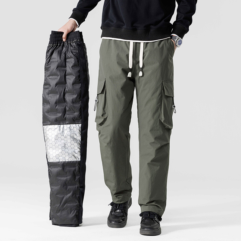 Men's down Hiking Pants, Outdoor Workwear Pants, New National Standard 90% Down, Live-Streamed, Triple Protection, Convertible, Cold-Resistant