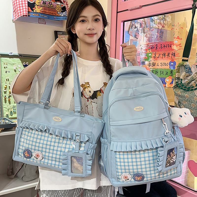 日本製痛バッグ 大容量ランドセル 女子高生 かわいいチェック柄リュック 中学生 クラスリュック|undefined