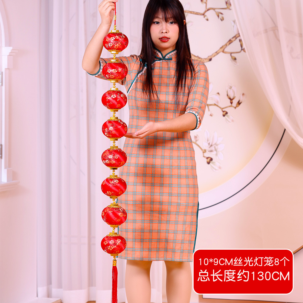 8 шелковых ниток для фонарей с цветками сливы - большие