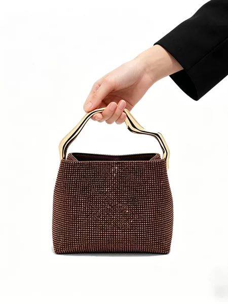 New Model Full Diamond Embellished Evening Bag, Super Beautiful High-End Dress Banquet Rhinestone Bag, In-Stock Wholesale Small Handbag