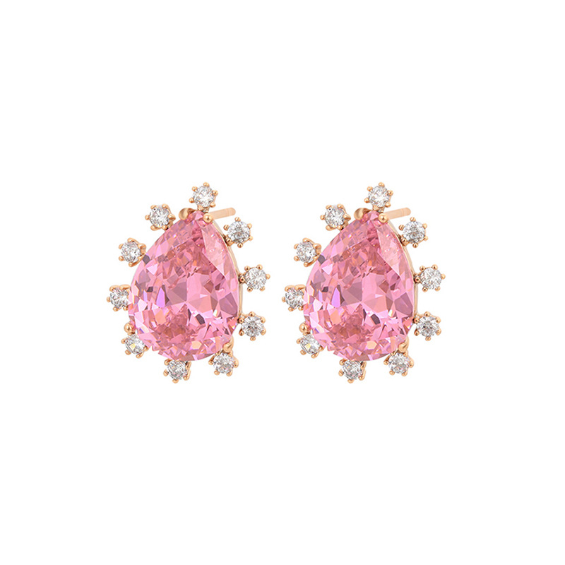 Xuping Caibao serie de pernos de gota de agua ligero lujoso temperamento elegante incrustado gemas artificiales pendientes transfronterizos al por mayor mujeres