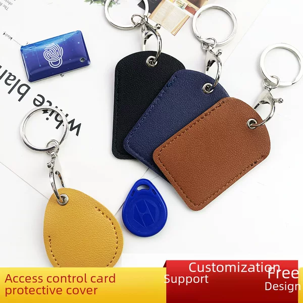 PU Leather Water Drop Small Card Case Keychain Protective Case Square Elevator Card Case ins Community Access Card Case Wholesale
