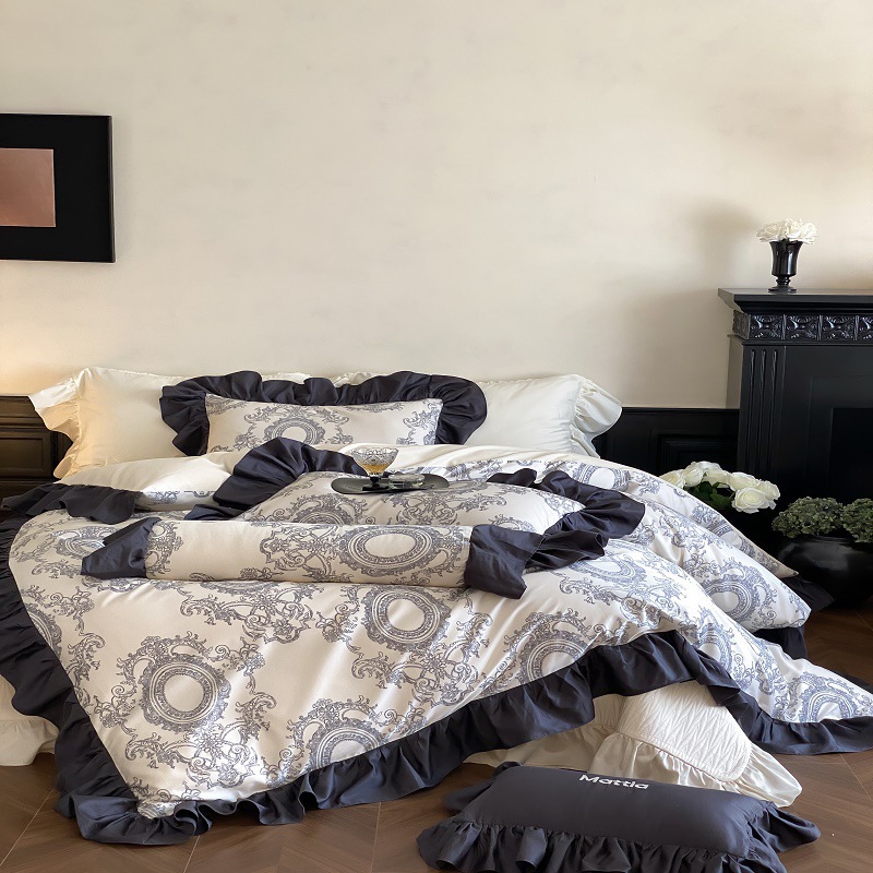 Nordic Vintage Boho Style Digital Print Four Piece Cotton Bedding_voghion.com
