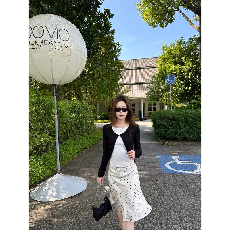 Qiaomi miu series~ Polka Dot Small A-line Elegant Women's Fishtail Skirt, Bodycon Skirt, French Style Mid-length Skirt