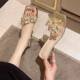Mid-thick Bottom 2025 Summer New Korean Style Fashion Set Feet Transparent with Casual Square Head Women's Rhinestone Heel Sandals