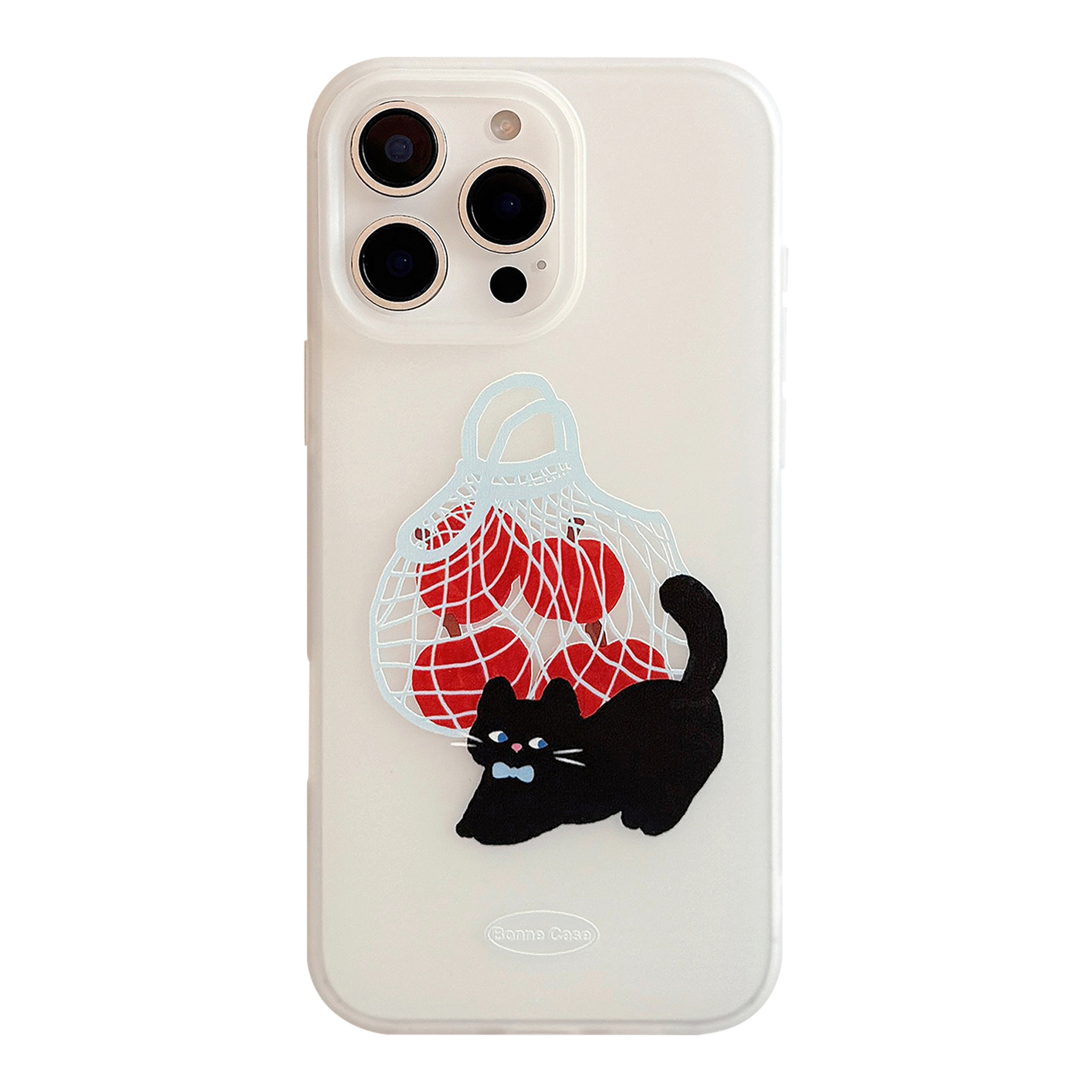 Divertido bolso de malla simple Apple Black Cat Adecuado para Apple 16ProMax Funda para teléfono móvil 15Pro Simple 14/13 Mujer 15