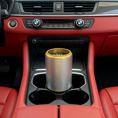 Empty Car Soap Box — Perfplant seat - short-silver-colored-barrel-with-a-gold-lid-empty-container-soap-not-included