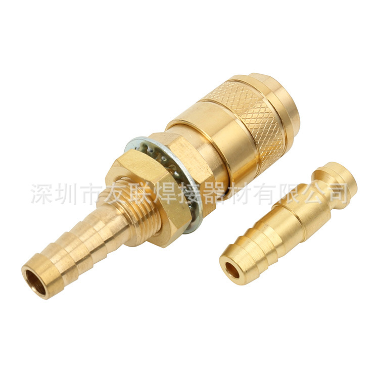 M8焊机通水快插 金色水冷焊枪冷却水箱水冷设备接头8mm  跨进专供