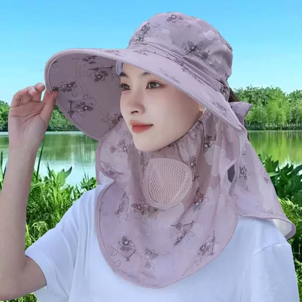 Fashion Joker Sunscreen Sun Hat Face-Covering Neck-Protecting UV-Protecting Sun Hat Summer Face-Covering Tea-Picking Hat New Style