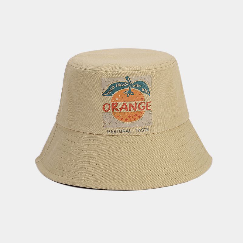 Estilo japonés artístico fresco creativo naranja patrón pescador sombrero moda estilo coreano Internet celebridad moda al aire libre protección solar sombrero para el sol