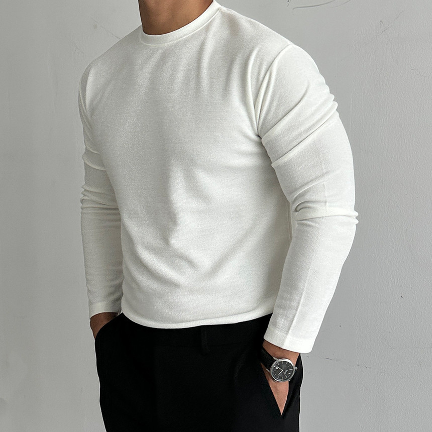 Men's Clothing Slim Fit Thermal Long Sleeve T-Shirt - Double-Layered Brushed Fleece For Warmth & Comfort - Crew Neck Base Layer For Casual_voghion.com