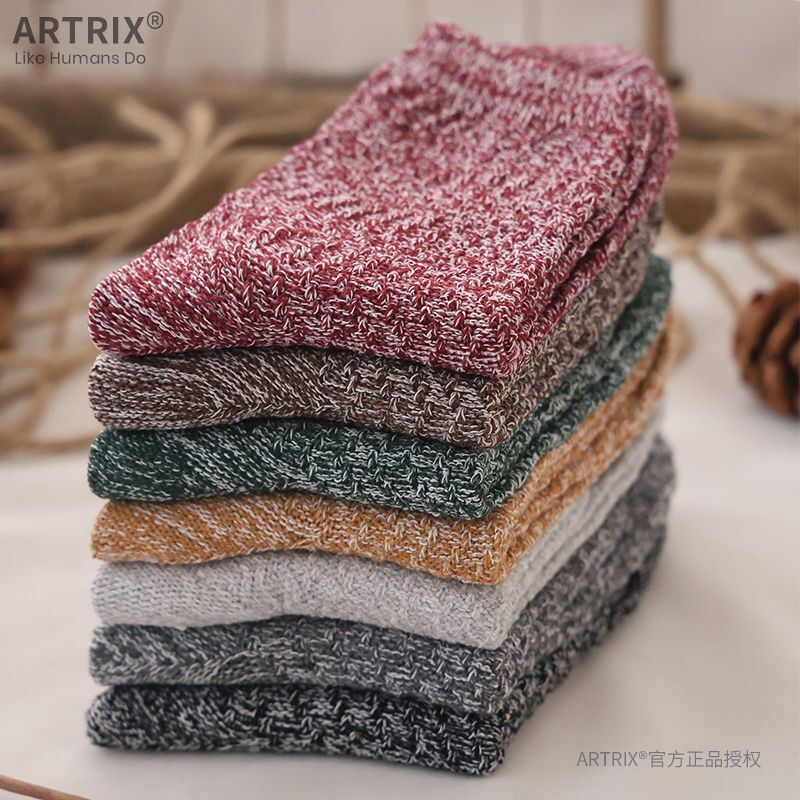 Daifa men's socks wool socks vintage linen socks mid-calf warm thickened socks thick needle mid-top winter