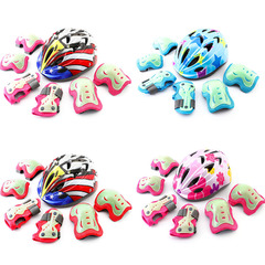 Luminous fluorescent protective gear for children, men and women, roller skating protective gear set, skateboard knee pads, bicycle balance bike helmet