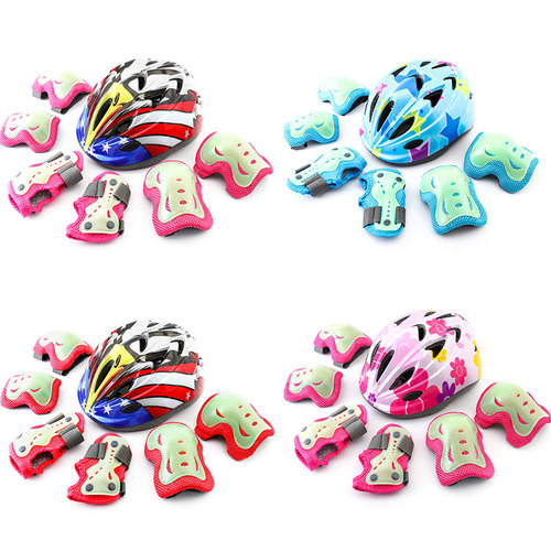 Luminous fluorescent protective gear for children, men and women, roller skating protective gear set, skateboard knee pads, bicycle balance bike helmet