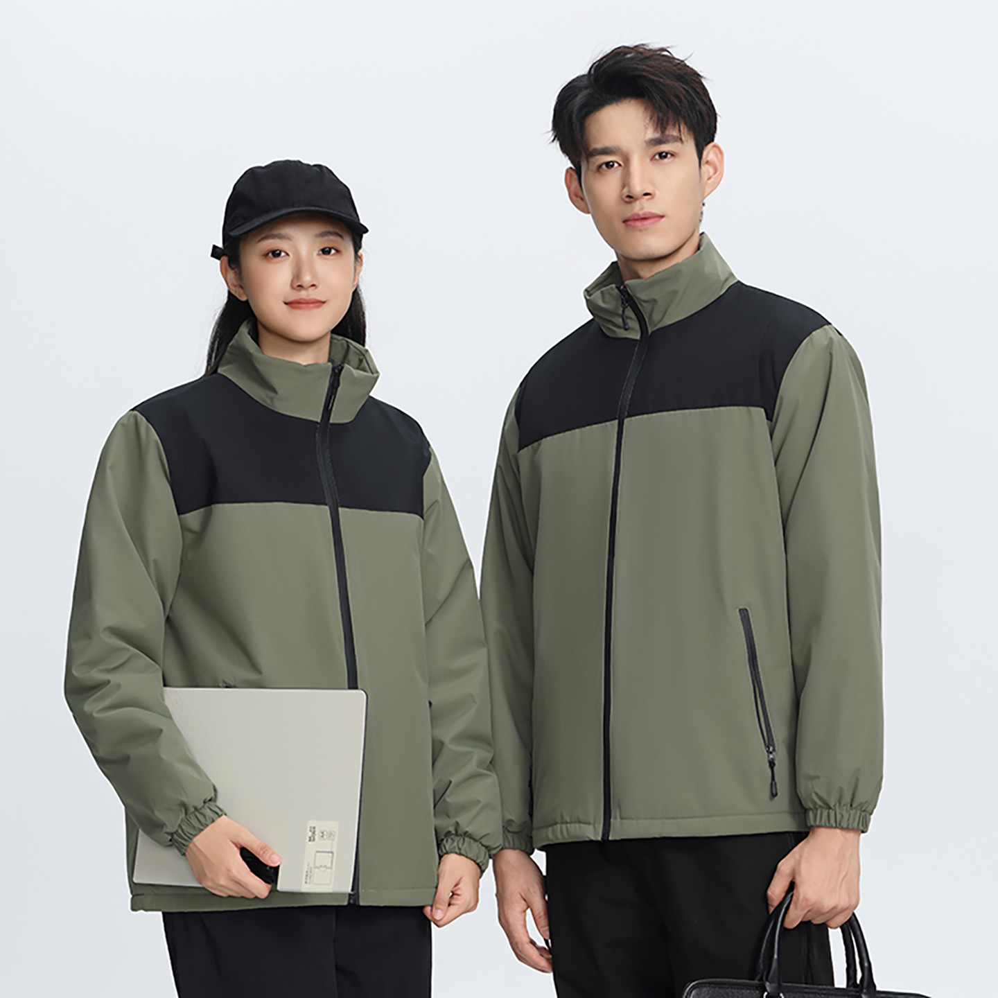 One-Piece Thickeneded Stand-Up Collar Jacket Customized for Corporate Groups Windproof and Waterproof Outdoor Mountaineering Workwear Jacket with Printed Logo