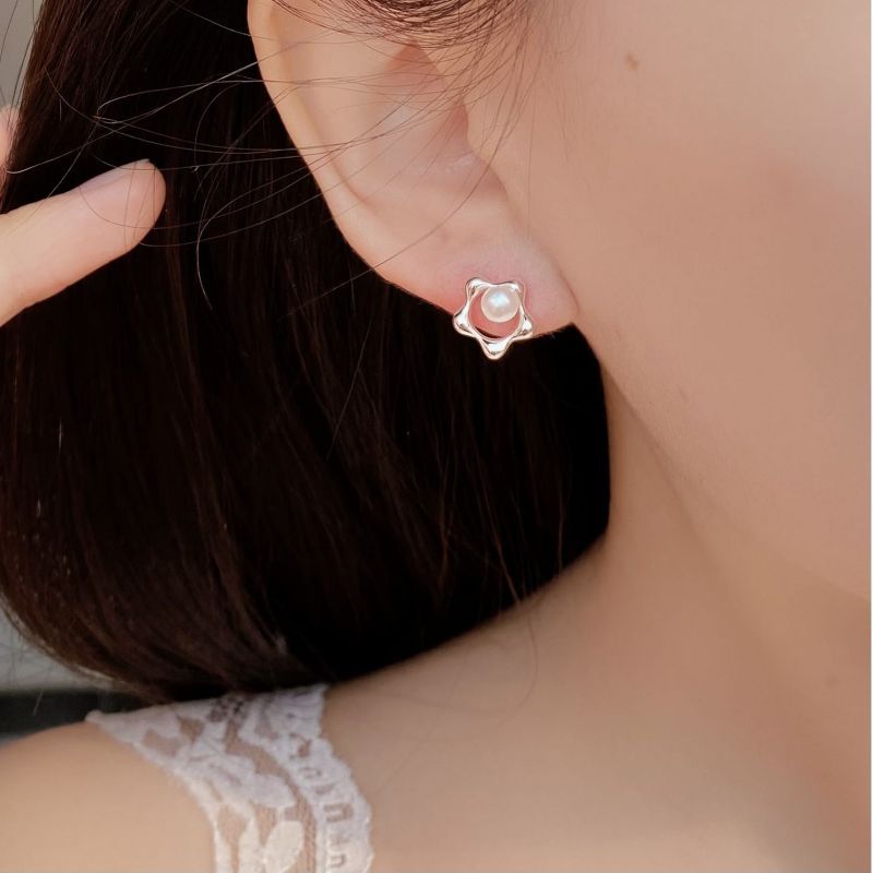 Holiday, Daily Occasion 1 Pair 18K Gold Plated Silver Plated 925 Sterling Silver Freshwater Pearl Geometric Pearl Flower Drop Earrings Earrings Ear Studs