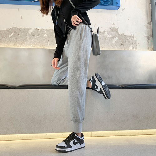 145 small eight-point gray leggings sweatpants for women spring 150 short high-waisted slim casual sweatpants xs