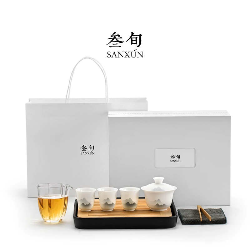 叁旬 Tea cup, ceramic high-end tea set for home use for office, light luxury style