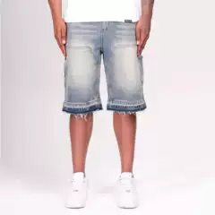 Wholesale Foreign Trade Europe & America Cross-border Independent Site eBay Washed Frayed Denim Shorts Loose Straight Denim Shorts Men