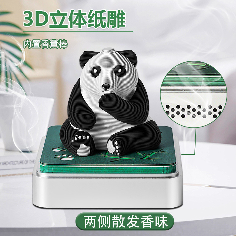 国境を越えた人気のパノラマパンダ 2025 中国語と英語のカレンダー立体メモ帳クリエイティブホリデーギフトアロマテラピー装飾品|undefined