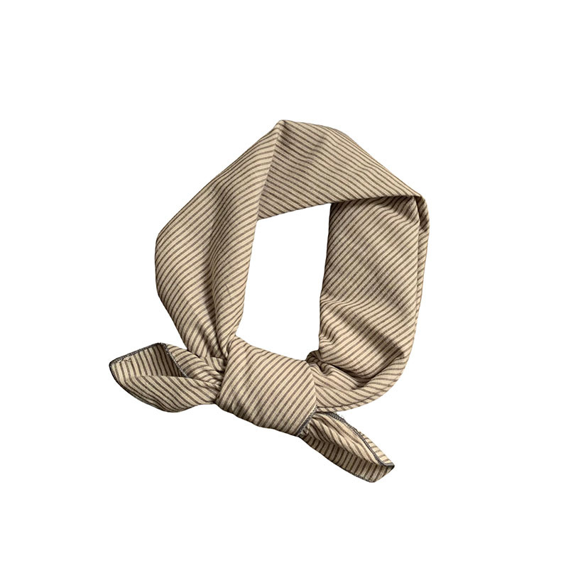 Pañuelo cuadrado pequeño, bufanda de seda, bufanda de cuello con sentido avanzado para mujer, pañuelo a rayas liso, bufanda de estilo pastoral para mujer de verano, protector para el cuello chal