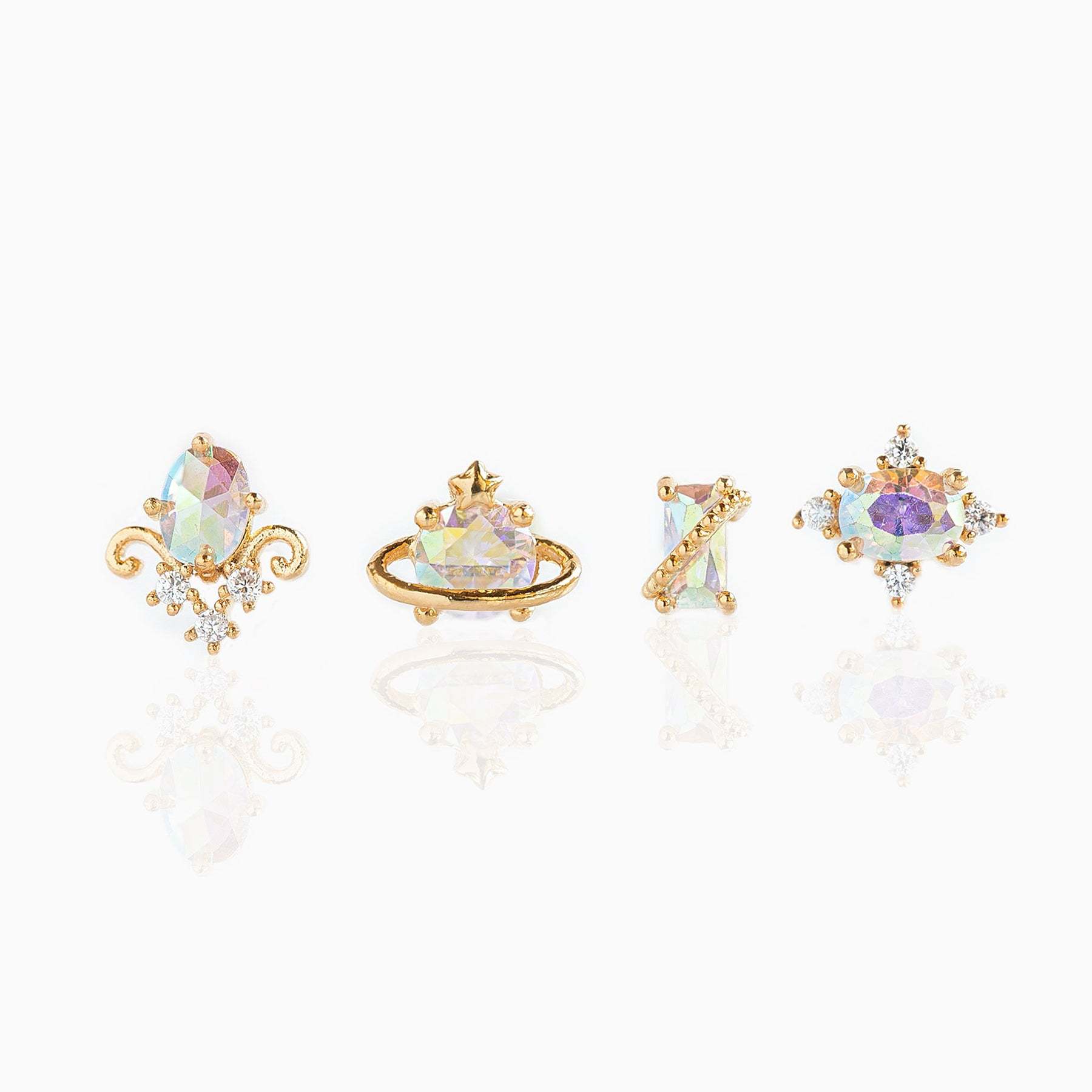 Fashion Geometric Brass Inlaid Zircon Ear Studs 1 Pair