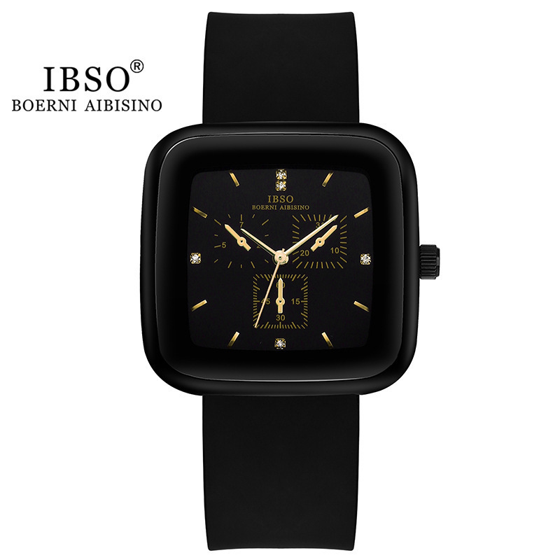 IBSO trembles live explosions waterproof quartz watch silicone square watch neutral style a generation of hair
