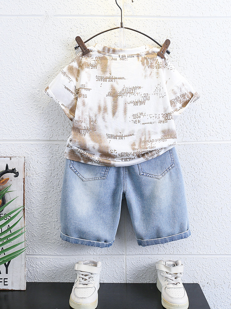 Conjunto de Verano para Niños 7148, Estilo Coreano 2026, Camiseta de Manga Corta y Pantalones, Conjunto Fresco para Bebés