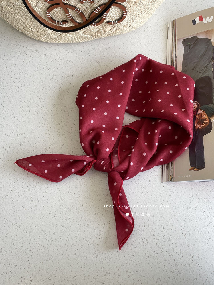 綿麻方巾合集 ~ 超多色柄砕花波点襟巾文芸森系頭巾髪帯包帯女