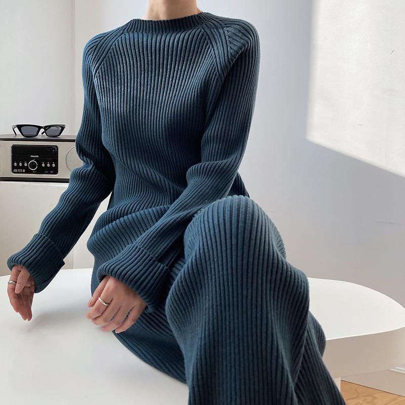 Women's Knitted Sweater Co-ords And Wide Leg Pants Two Piece Set_voghion.com