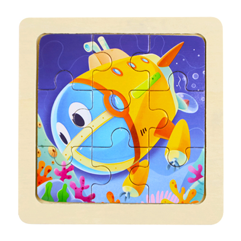 Fábrica directa de niños pequeños 9 piezas de dibujos animados de madera plano rompecabezas puzzle puzzle juguetes de educación temprana para bebés image 22