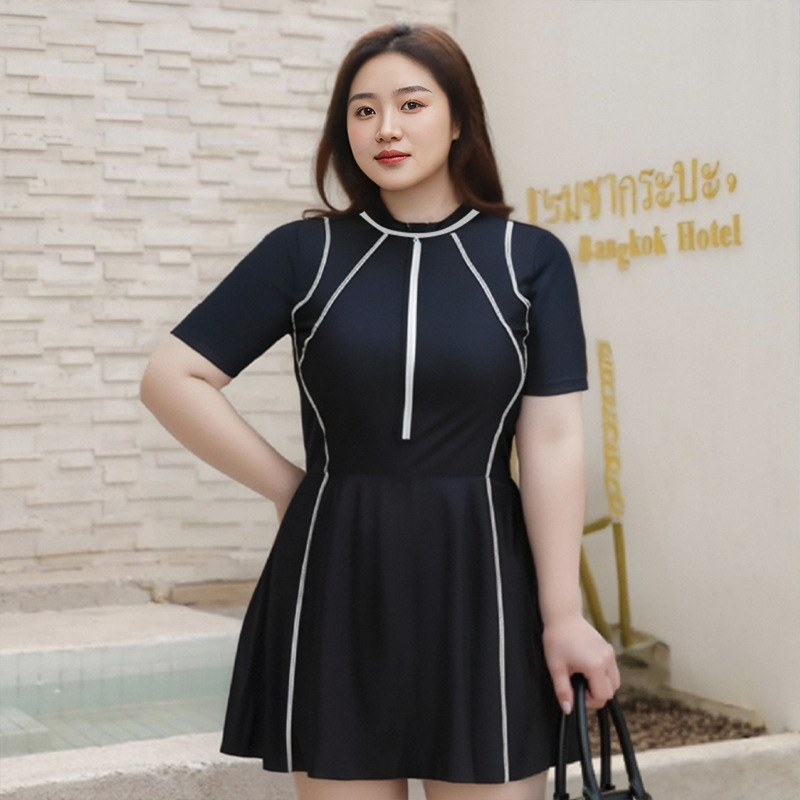 Traje de baño de alta gama de una pieza de gran tamaño de verano para mujer, conservador gordo mm, ligeramente gordo, cubierto de carne, deportes, aguas termales, traje de baño de vacaciones al por mayor