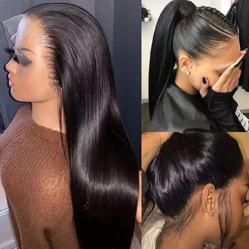 Hand-Woven Front Lace Wig Long Straight Hair Human Hair Wigs European and American 13×4 Lace Wig Sets in Stock Hand-Woven Front Lace Wig Long Straight Hair Human Hair Wigs European and American 13×4 Lace Wig Sets in Stock