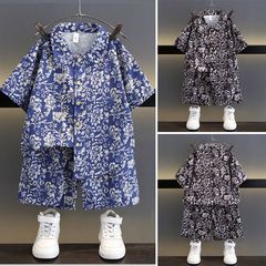 TZ064-藤條花-短袖襯衫-套裝輕薄童裝拍照