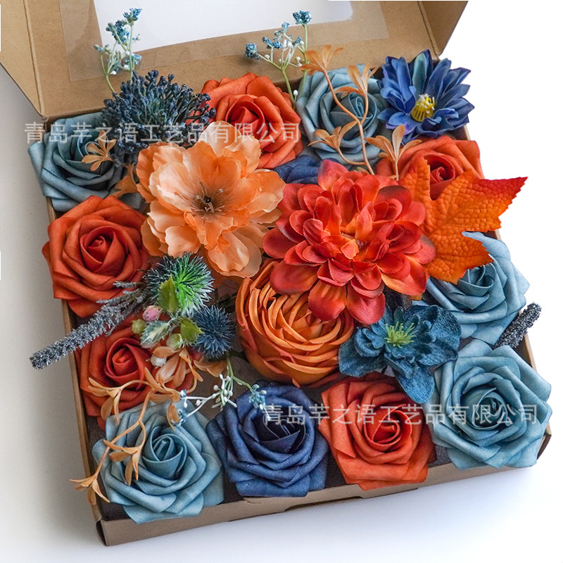 Nueva flor artificial con poste de la flor de la boda decoración ambiente props decoración al aire libre caja de regalo flor hortensia DIY flor de seda