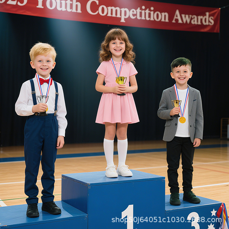 Niños de plástico color mini trofeo medalla juego de honor premios de fiesta juguetes fabricantes al por mayor