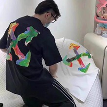 潮牌夏季OFF WHITE字母胶带箭头男短袖OW宽松圆领女T恤情侣装