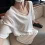 v领薄款肌理短袖t恤