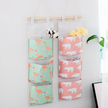 创意棉麻防水收纳挂袋悬挂式多层挂兜布艺门后杂物储物袋收纳袋
