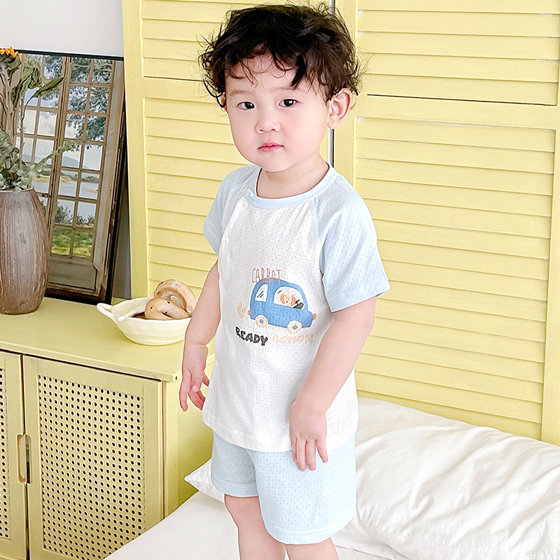 Conjunto de verano para bebé, pijama infantil de manga corta, conjunto de dos piezas, ropa separada para niños y niñas, conjunto de verano para bebé
