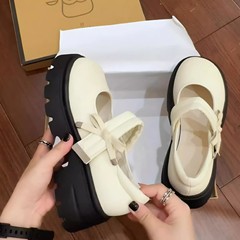 圆头复古日系jk玛丽珍小皮鞋女2025新款春秋百搭厚底增高浅口单鞋