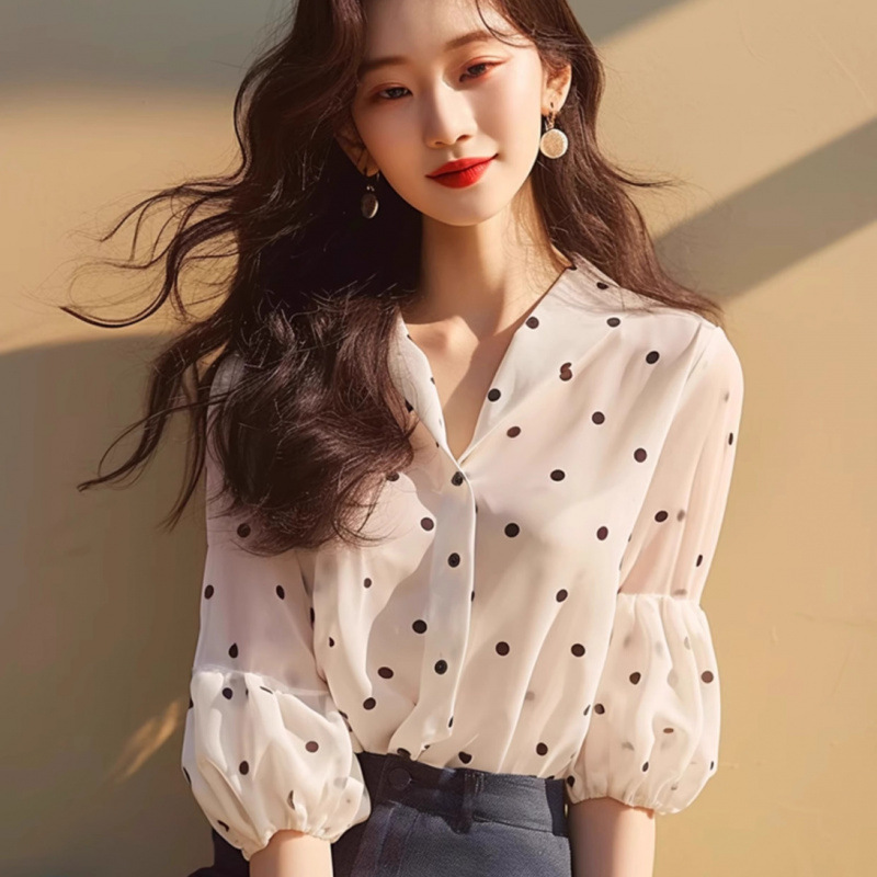 그림 컬러 폴카 도트 탑