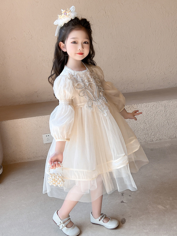 女童公主裙春秋2025新款儿童洋气生日礼服花童秋装女孩长袖连衣裙|undefined