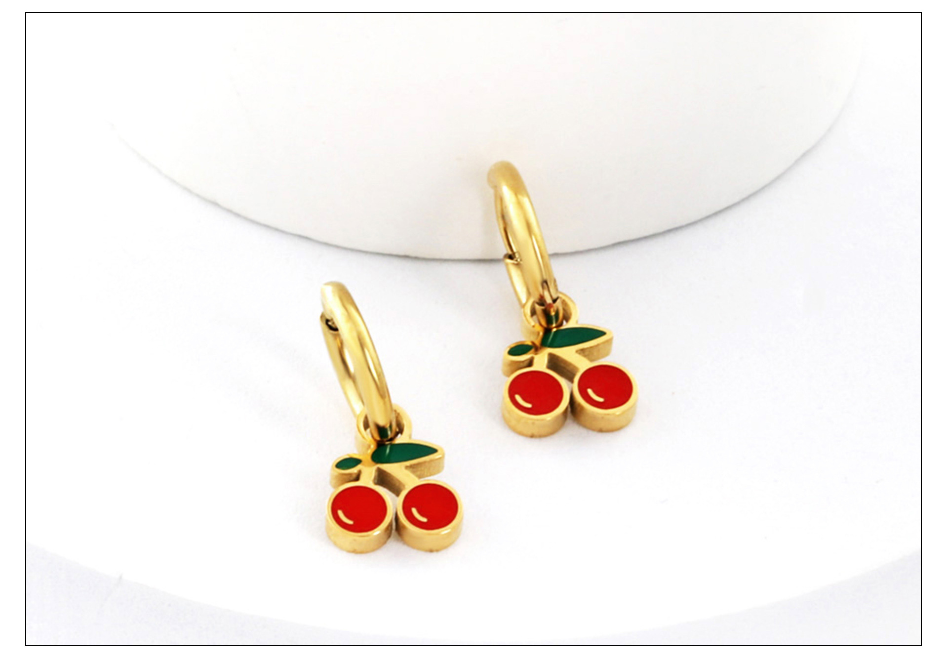 Fruit, Plating Design 1 Pair Sweet Simple Style Fruit Stainless Steel Fruit Plating Drop Earrings